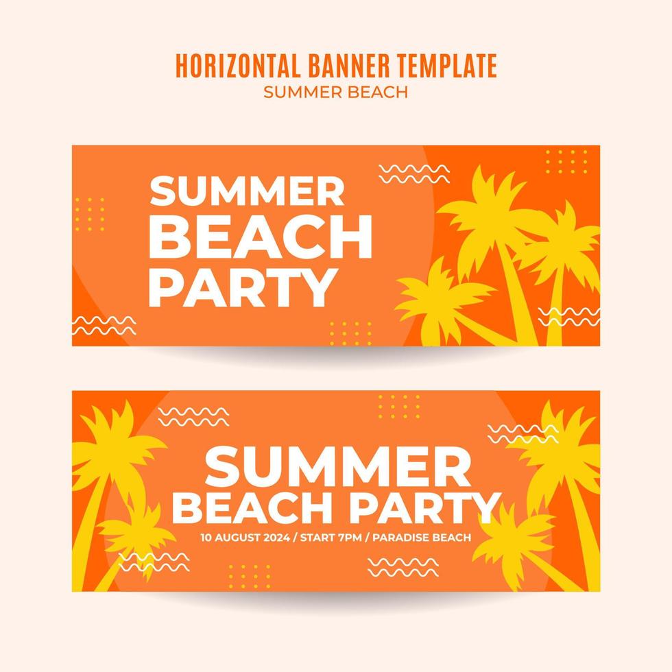 Summer Day - Beach Party Web Banner for Social Media Horizontal Poster, banner, space area and background vector