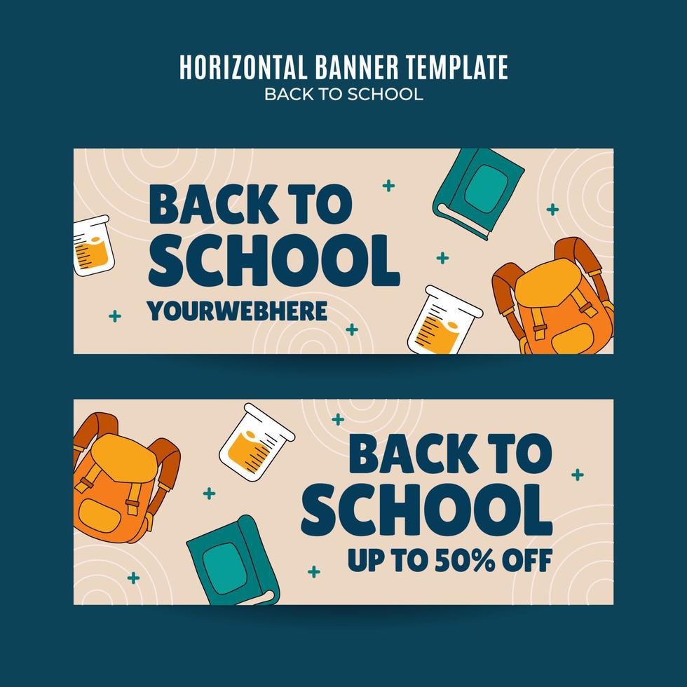 Back to School Web Banner for Social Media Horizontal Poster, banner, space area and background vector