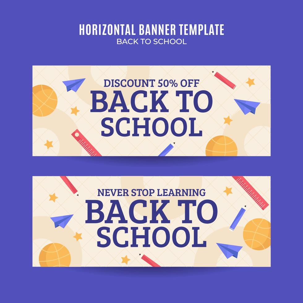 Back to School Web Banner for Social Media Horizontal Poster, banner, space area and background vector