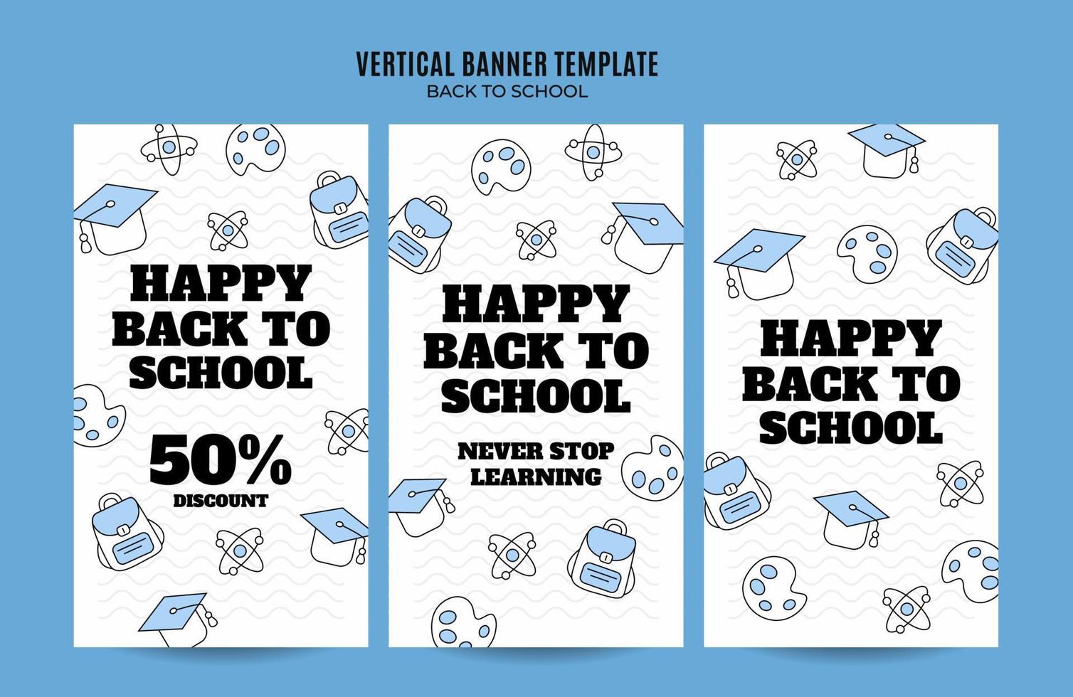 Back to School Web Banner for Social Media Vertical Poster, banner, space area and background vector