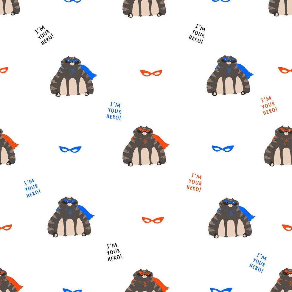 Vector cartoon character illustration. Seamless pattern with cats.