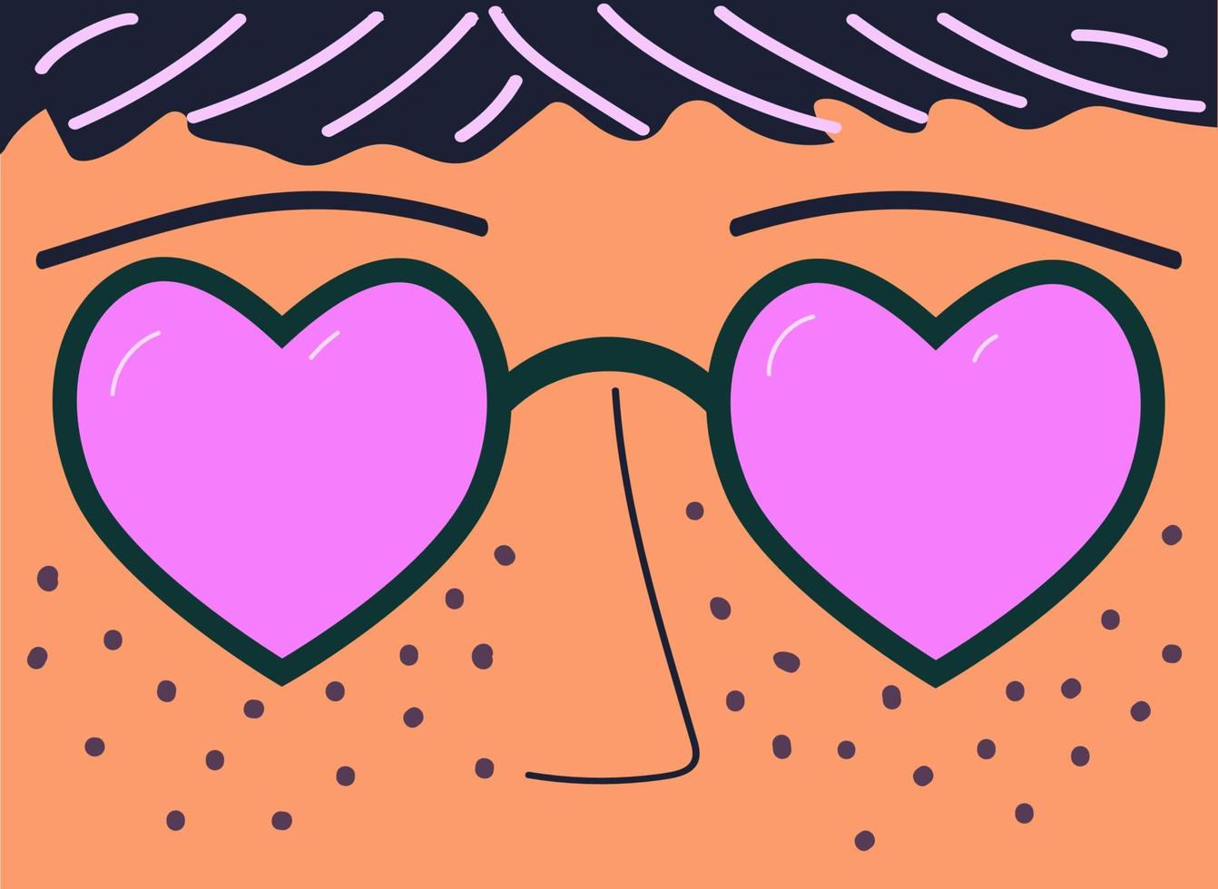una ilustración de moda con una cara con gafas vector