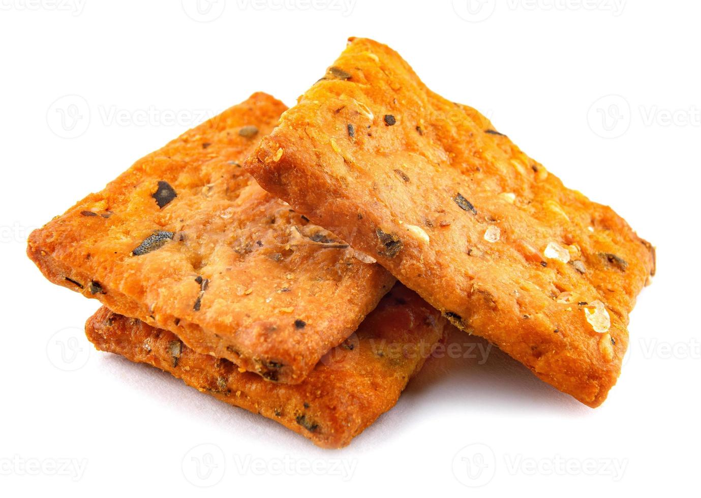 Crispy breads with salt and spices are isolated on a white background. photo