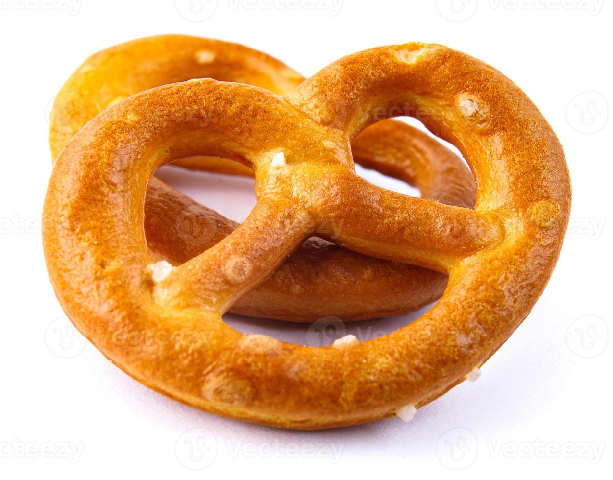 Two cookies in the form of bagels are isolated on a white background. photo