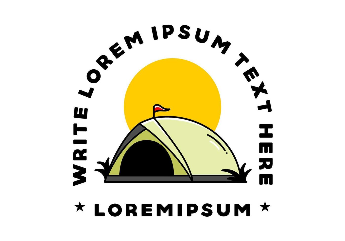 Dome tent camping illustration badge design vector