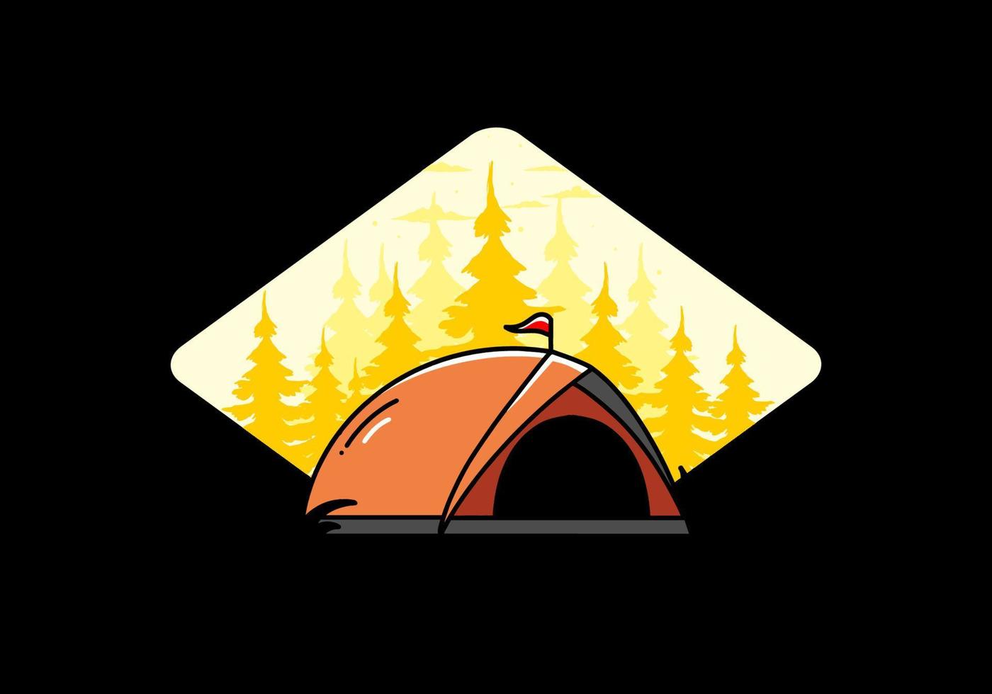 Dome tent camping illustration badge design vector
