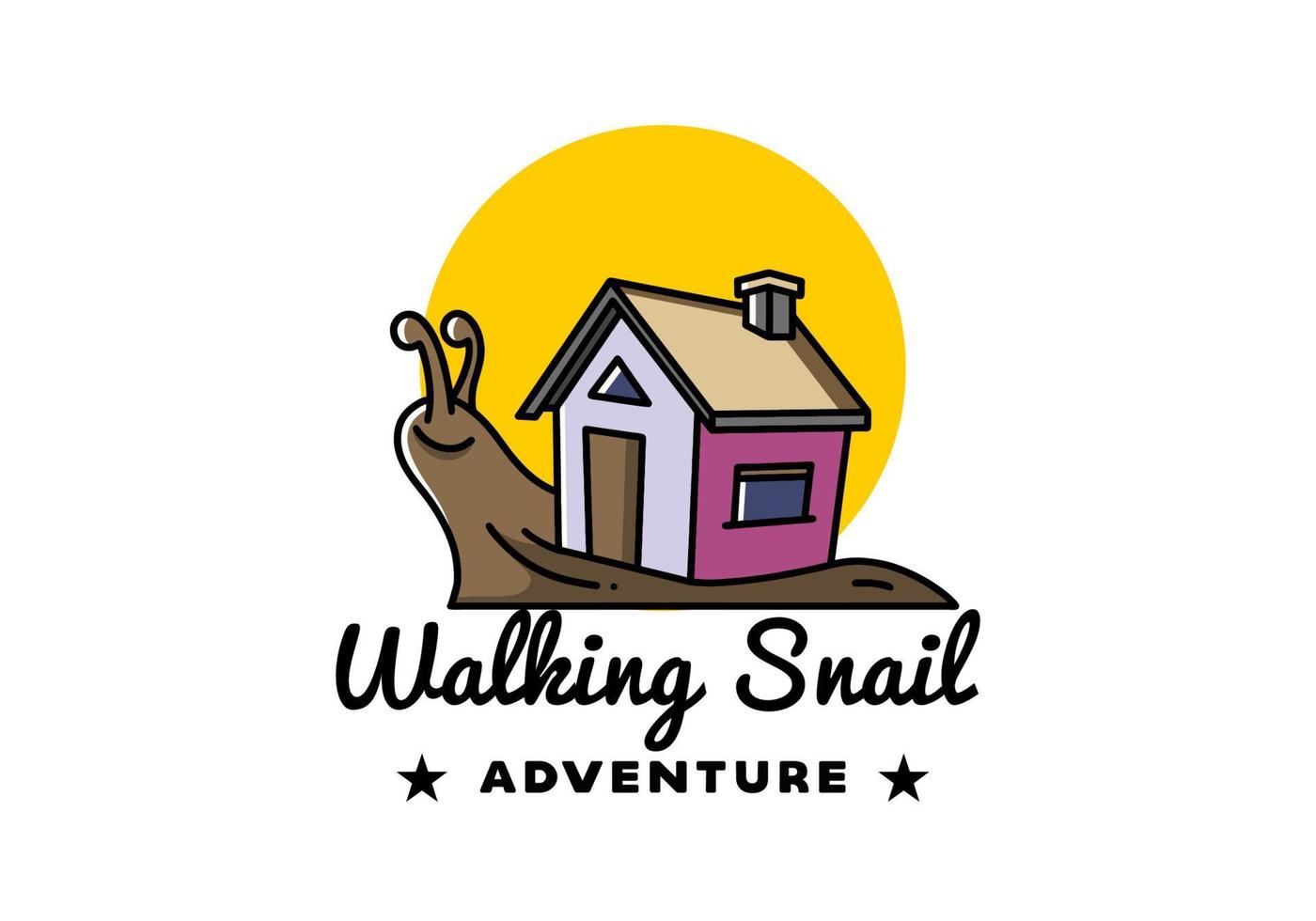 Walking snail and house illustration design vector
