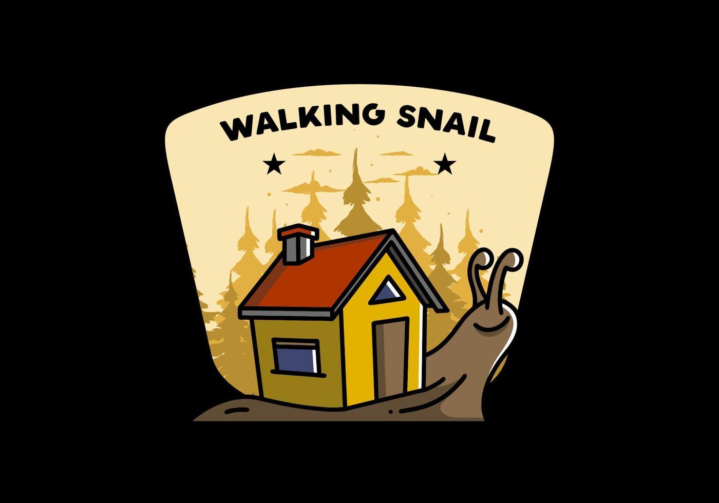 Walking snail and house illustration design vector