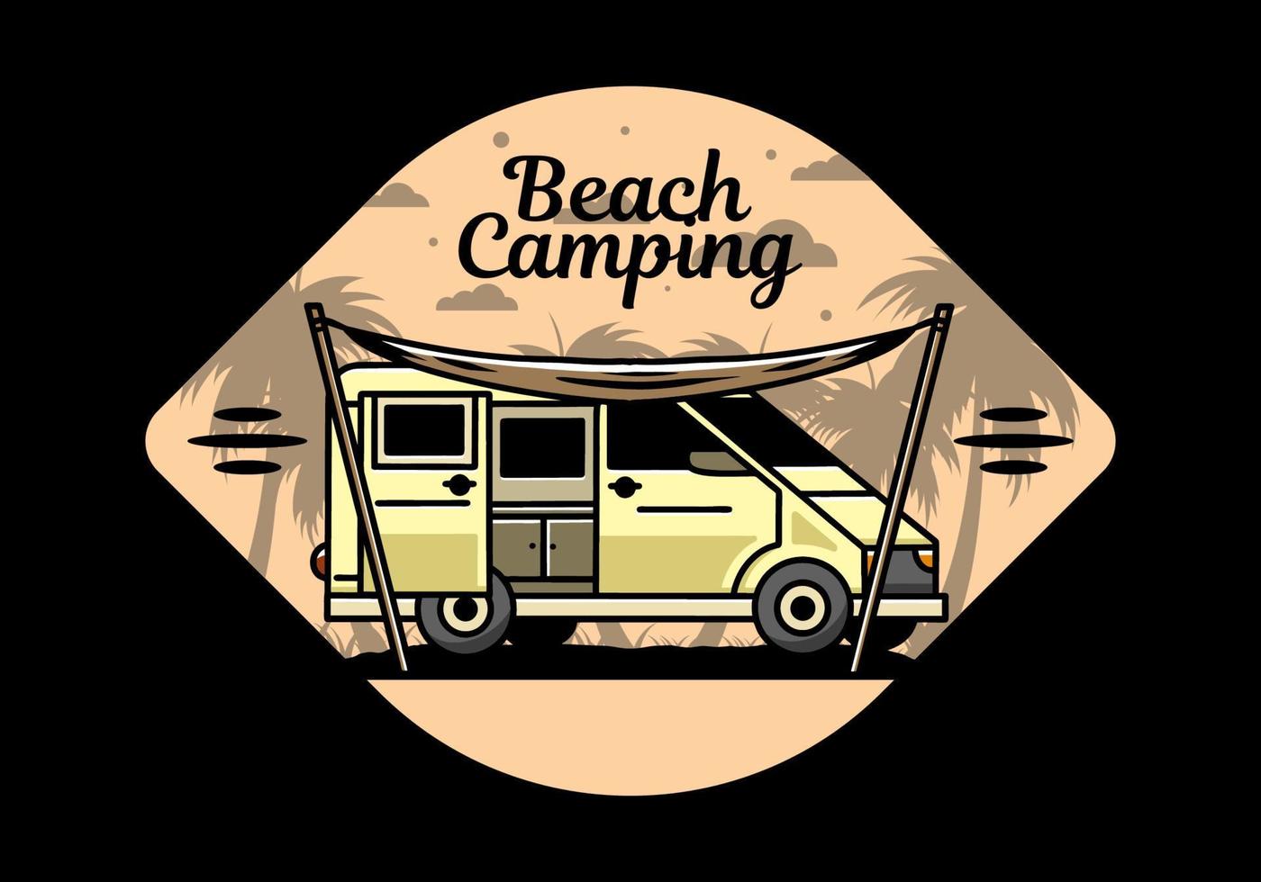 Van camper and flysheet illustration design vector