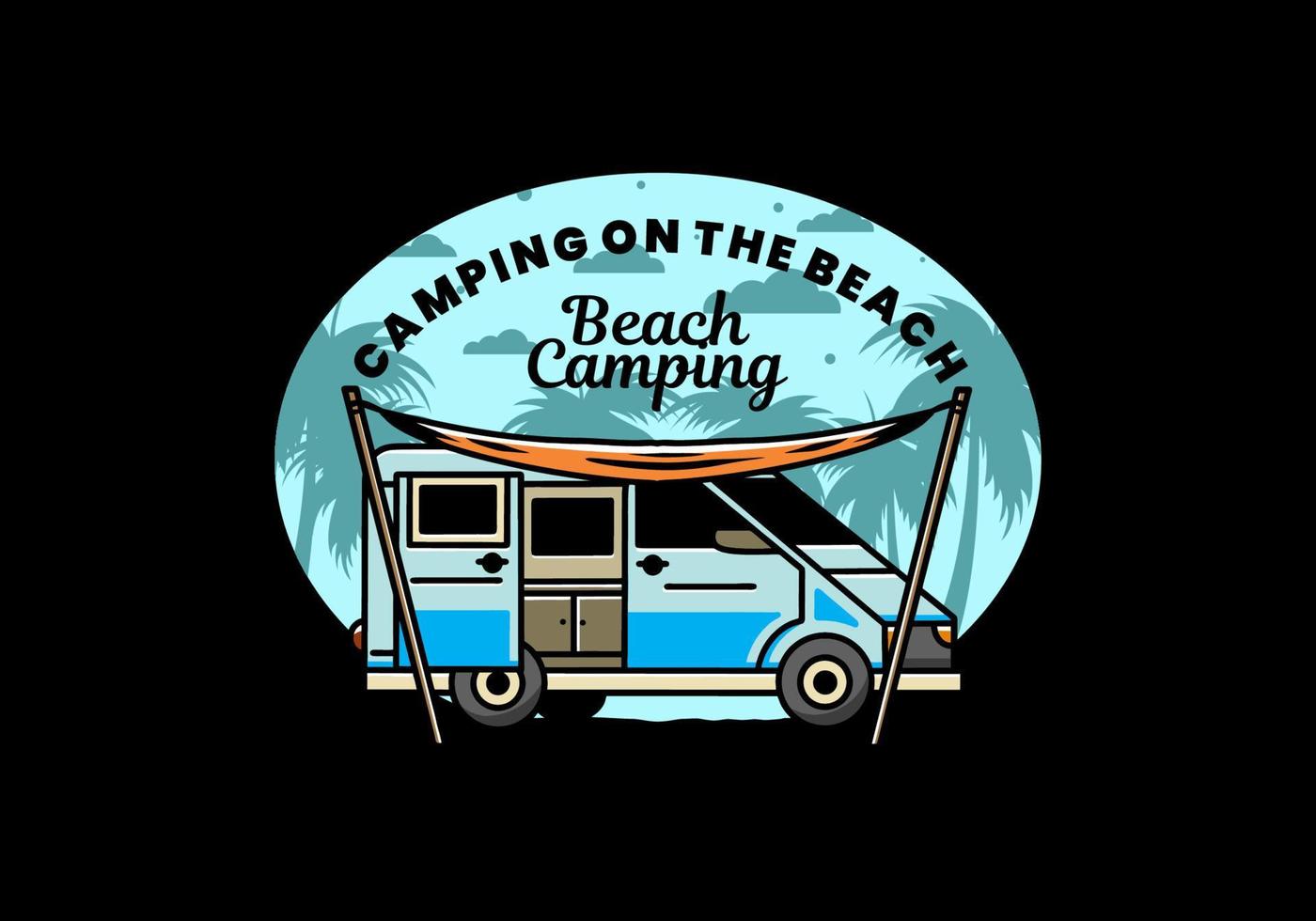 Van camper and flysheet illustration design vector