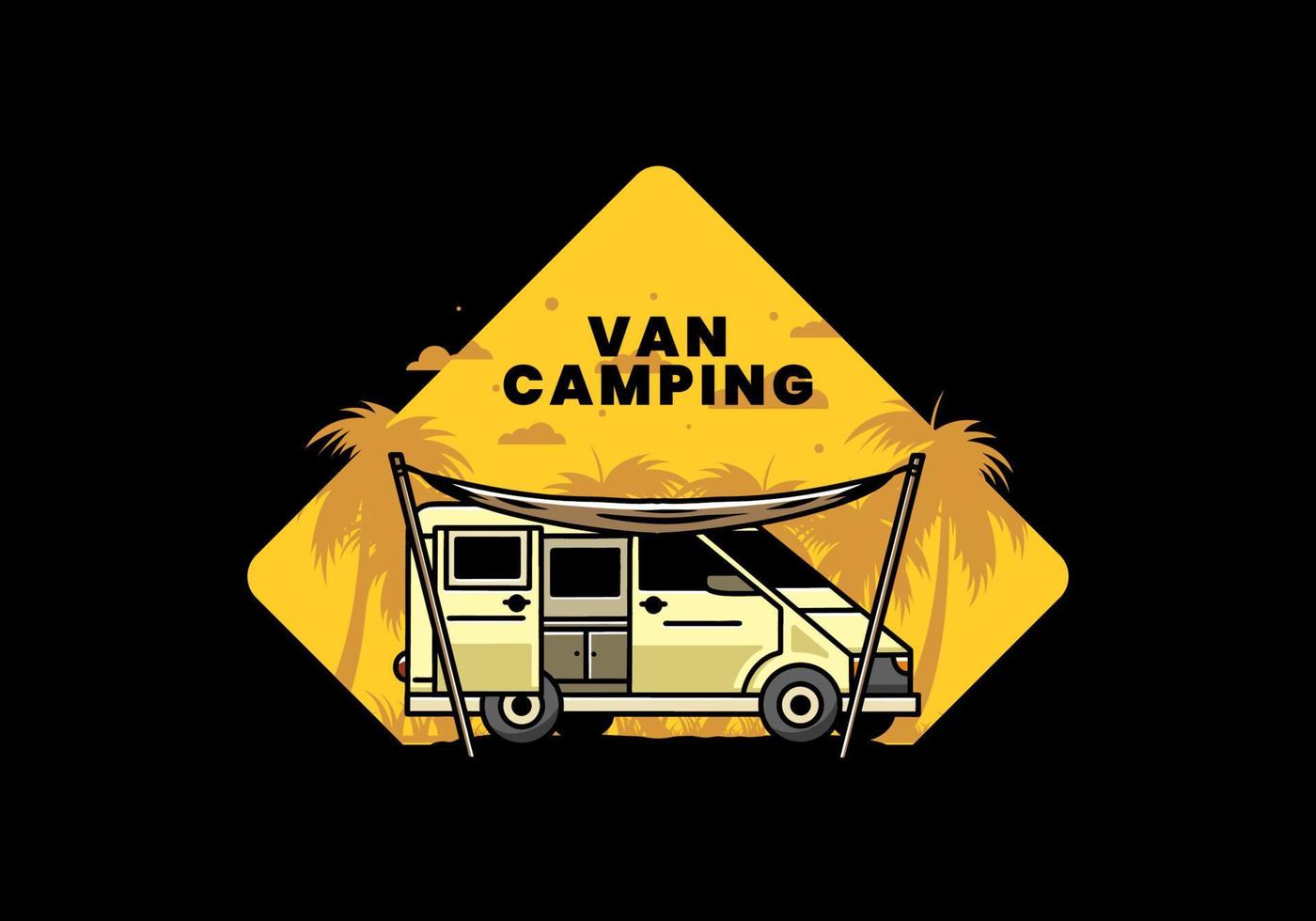 Van camper and flysheet illustration design vector
