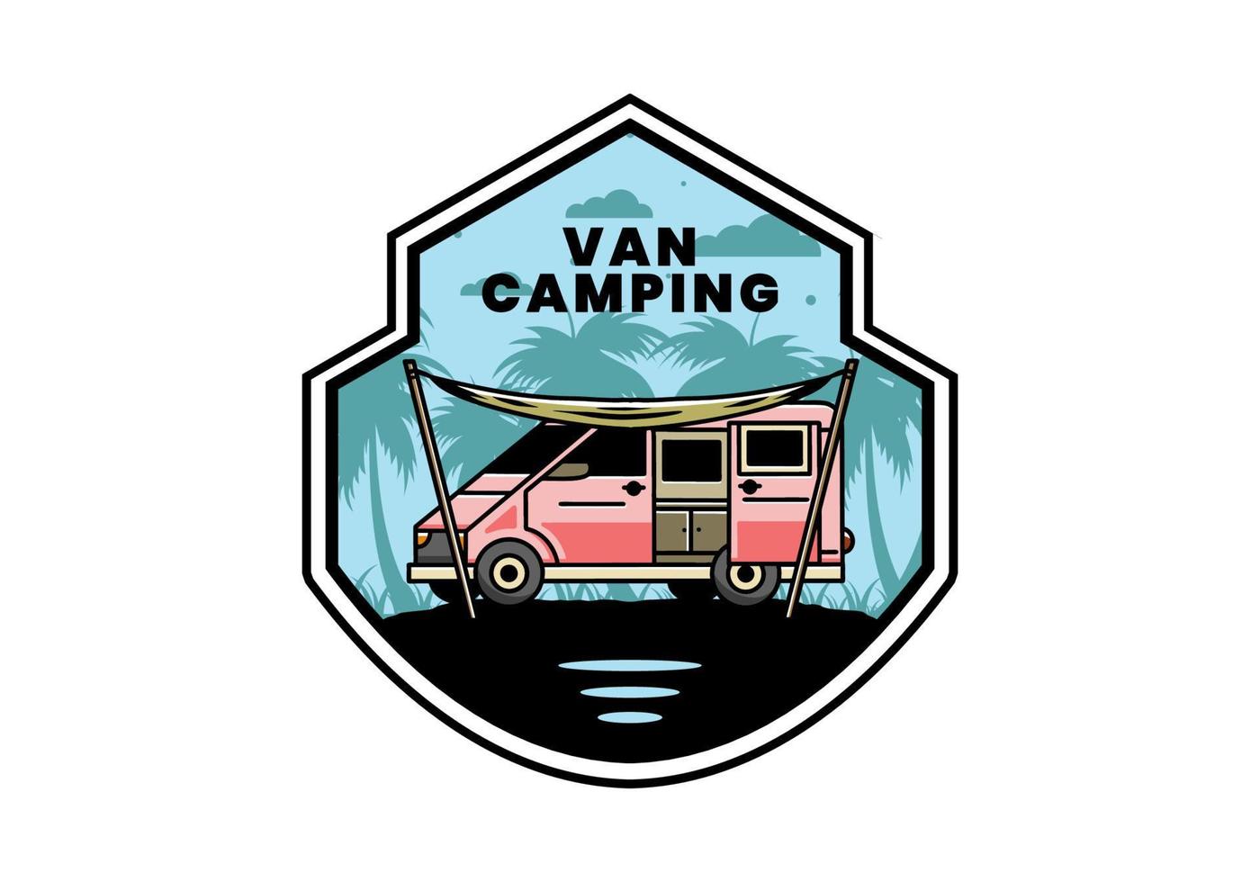 Van camper and flysheet illustration design vector