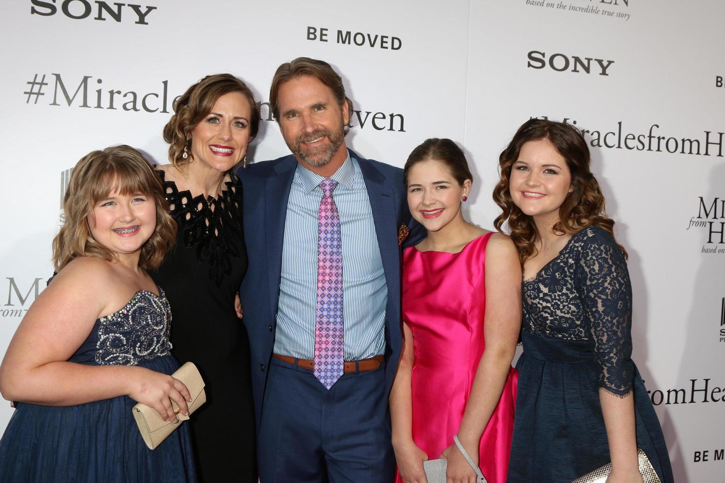 LOS ANGELES, MAR 9 - Abigail Beam, Christy Beam, Kevin Beam, Anabel Beam, Adelynn Beam at the Miracles From Heaven Premiere at the ArcLight Hollywood Theaters on March 9, 2016 in Los Angeles, CA photo