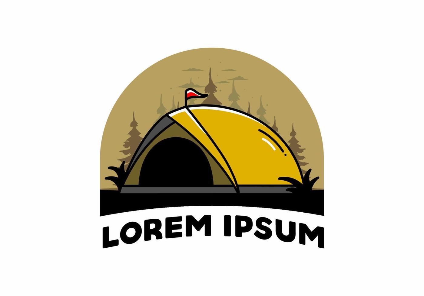 Dome tent camping illustration badge design vector