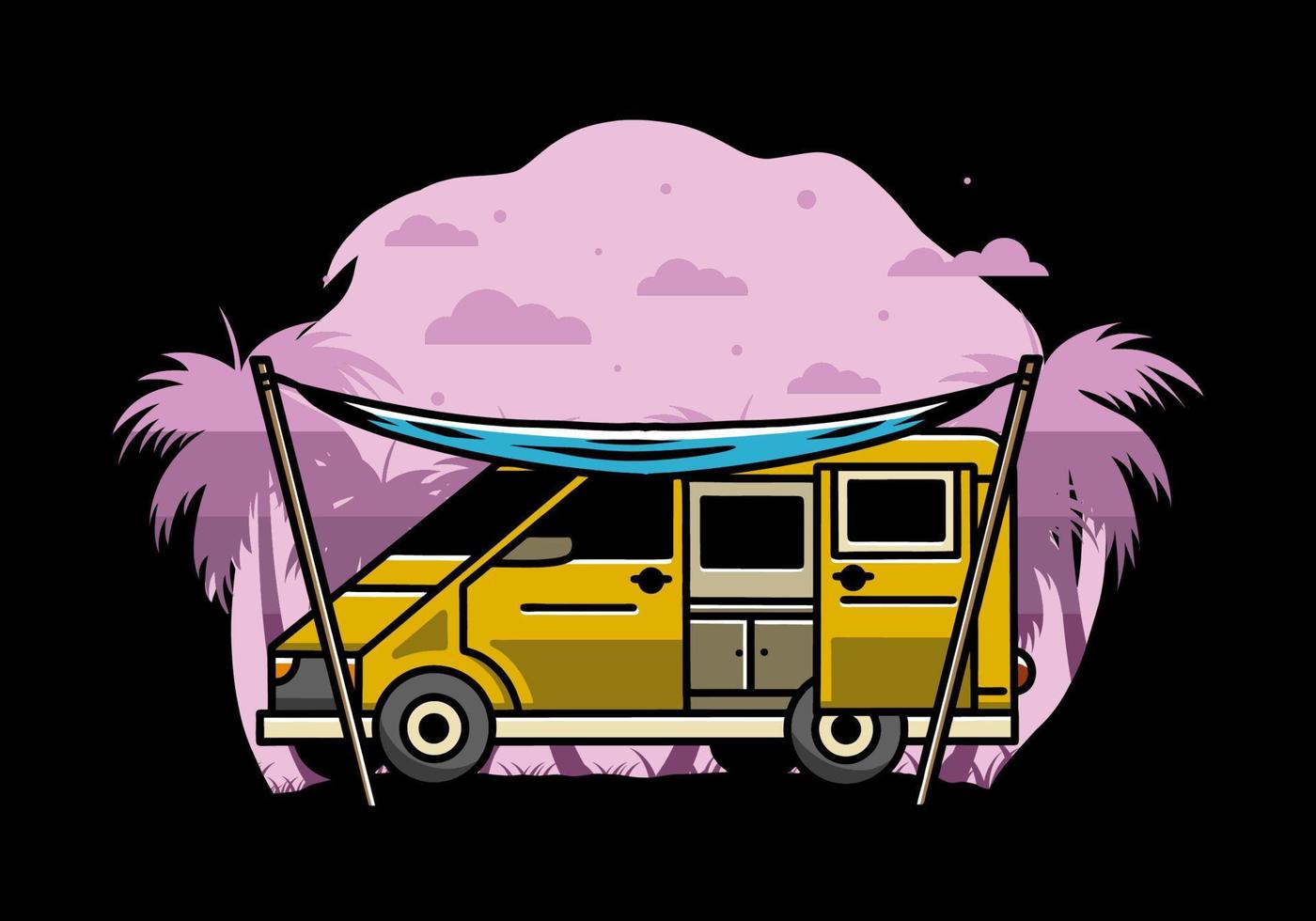 furgoneta camper y diseño de ilustración de doble techo vector