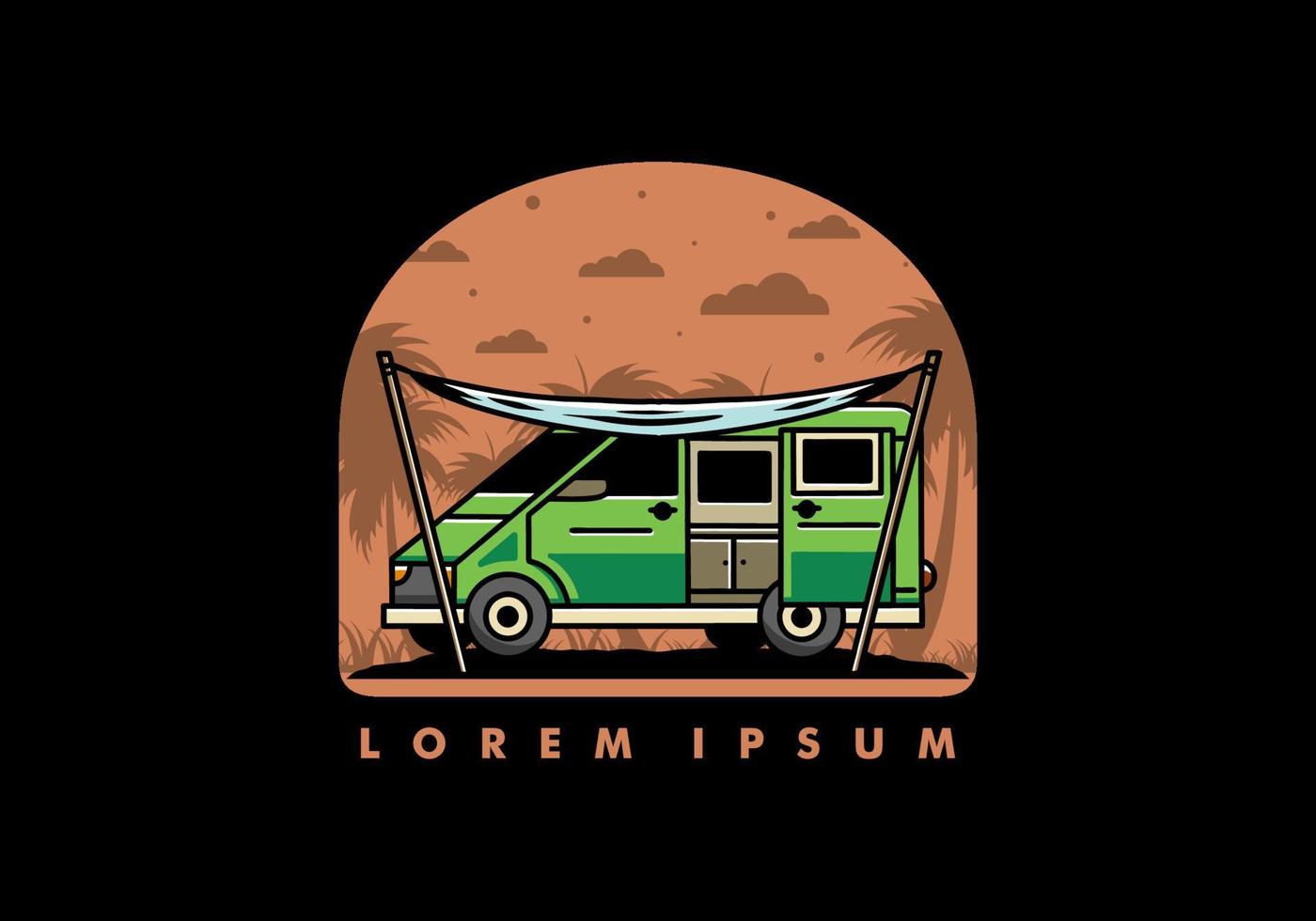 Van camper and flysheet illustration design vector