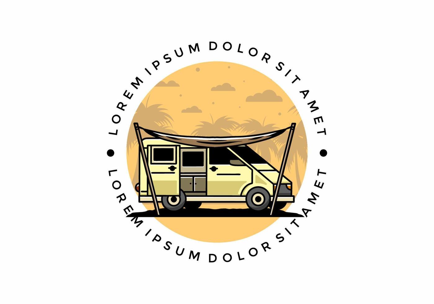 Van camper and flysheet illustration design vector