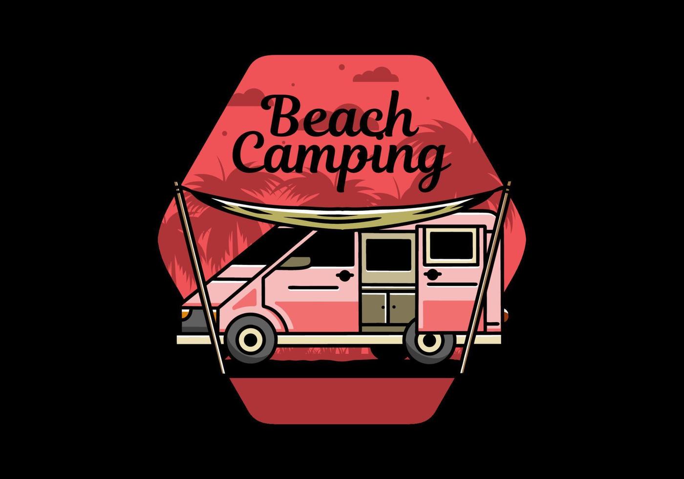 Van camper and flysheet illustration design vector
