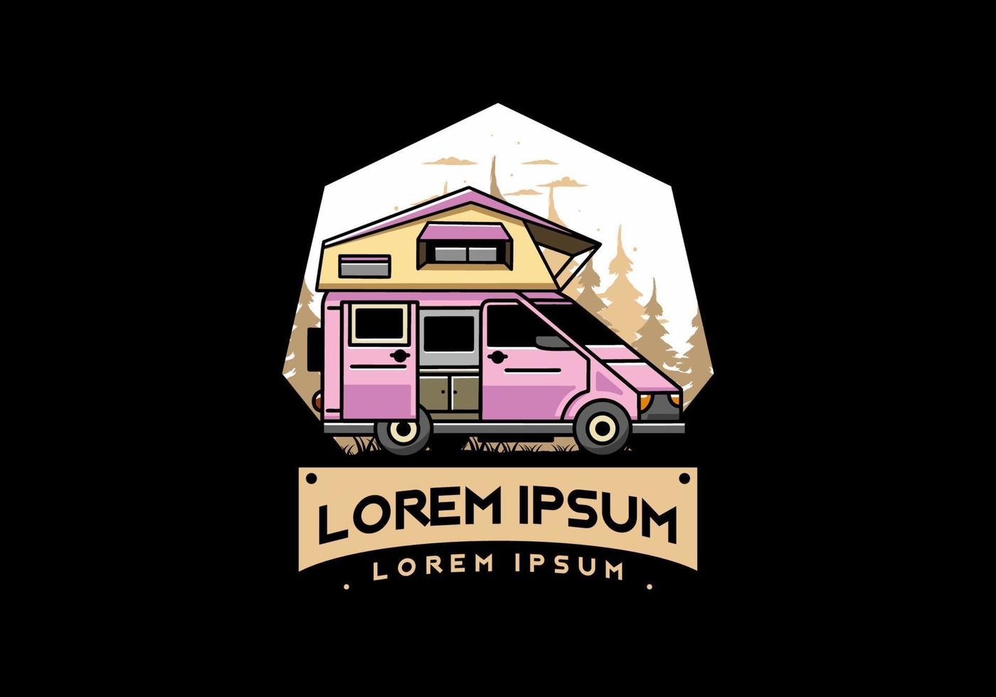 Camping on roof car illustration design vector