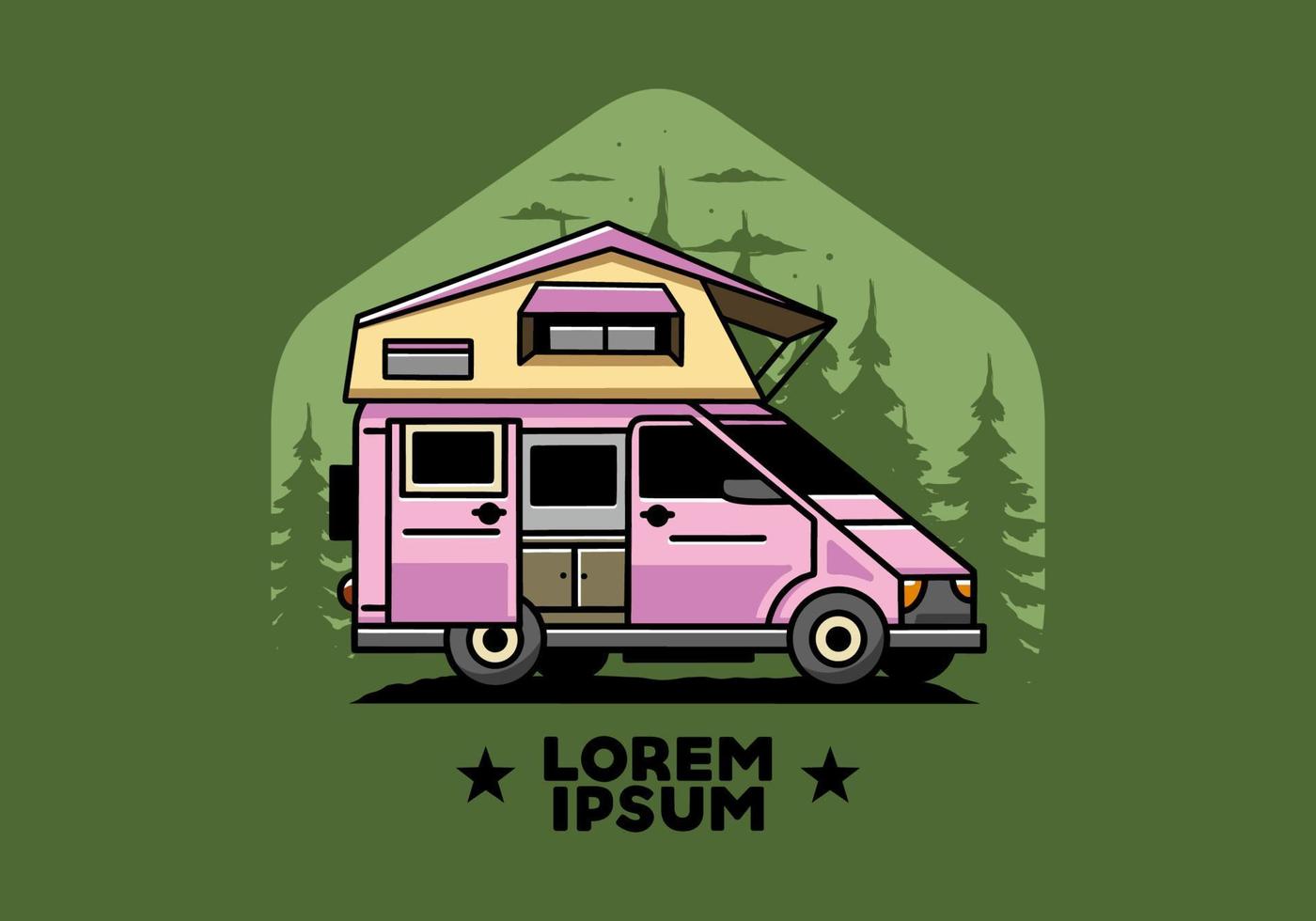Camping on roof car illustration design vector