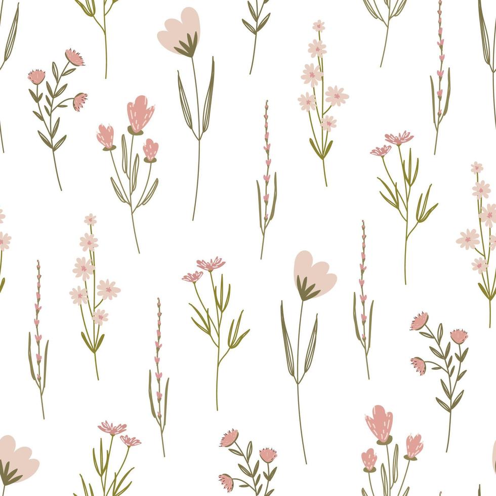 Seamless pattern with bouquets drawn in a flat style for gift wrapping vector