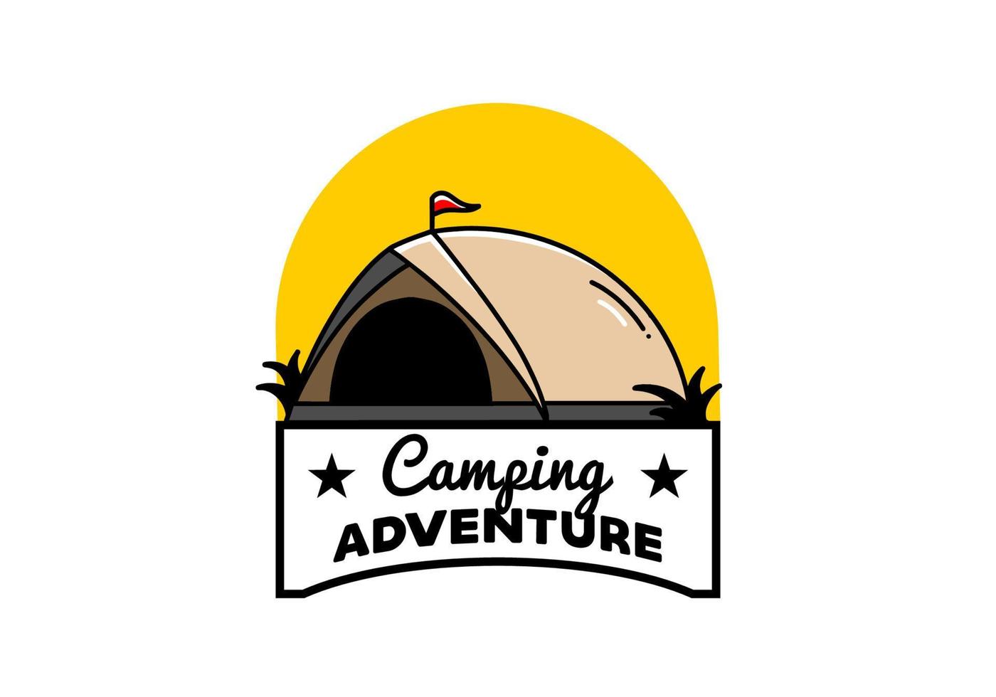 Dome tent camping illustration badge design vector