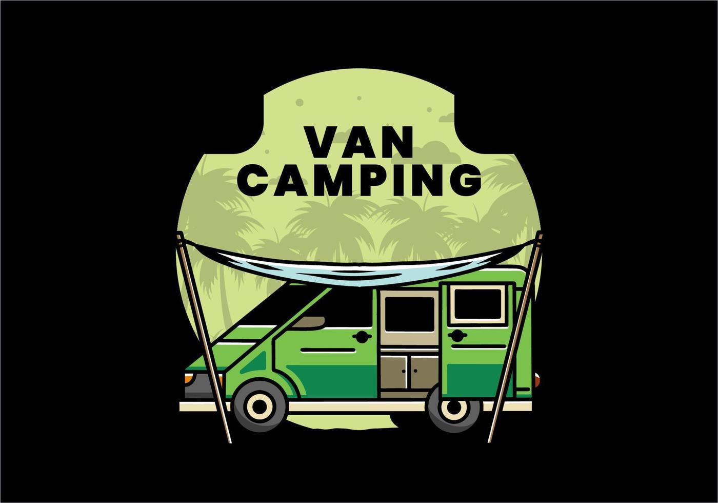 Van camper and flysheet illustration design vector