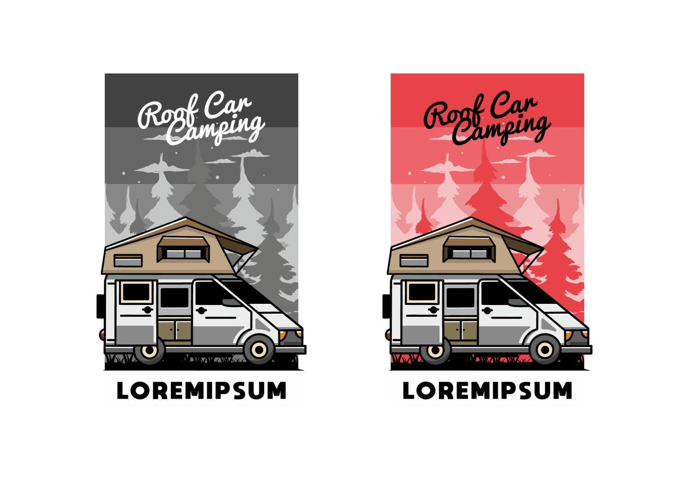 Camping on roof car illustration design vector