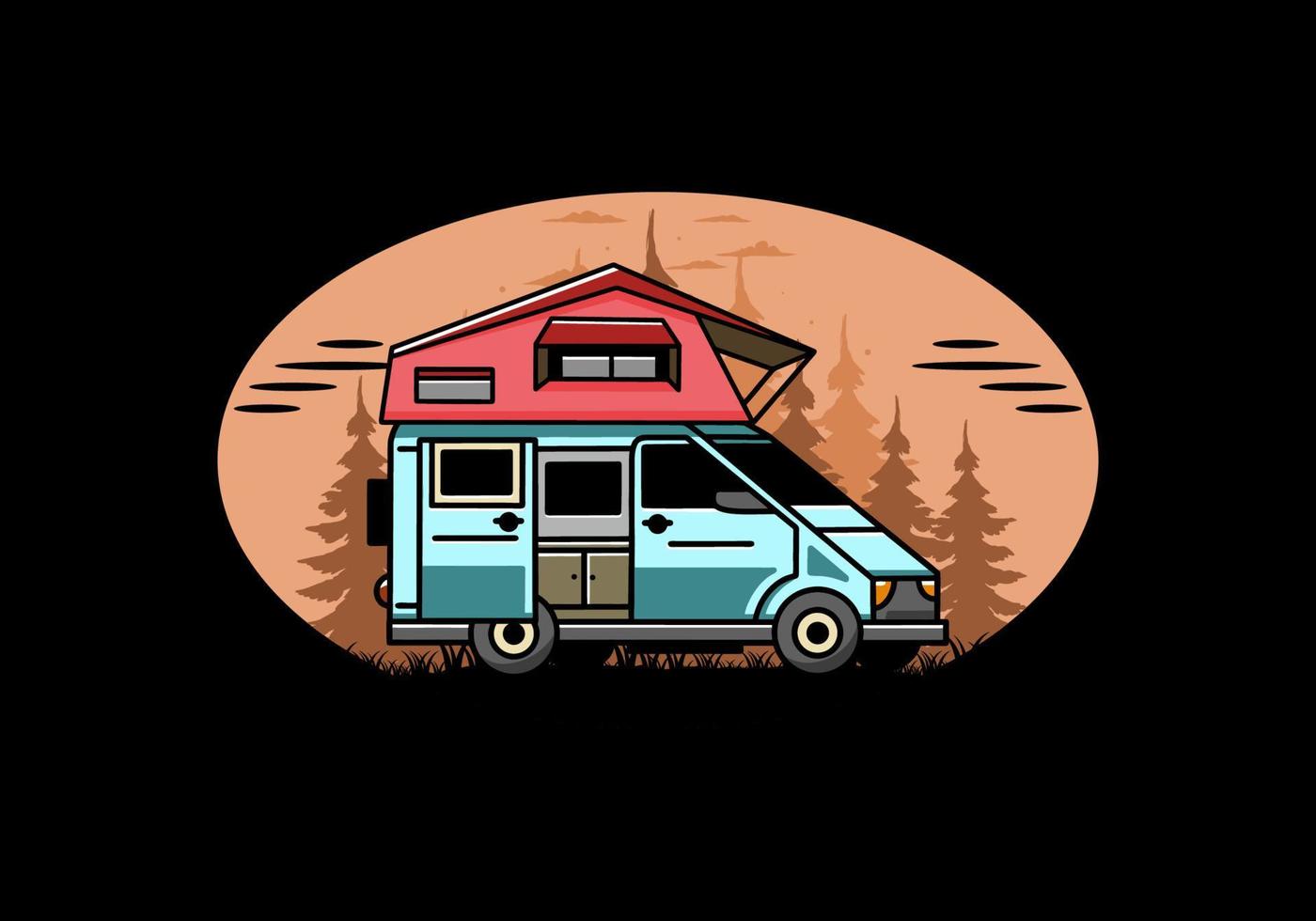 Camping on roof car illustration design vector