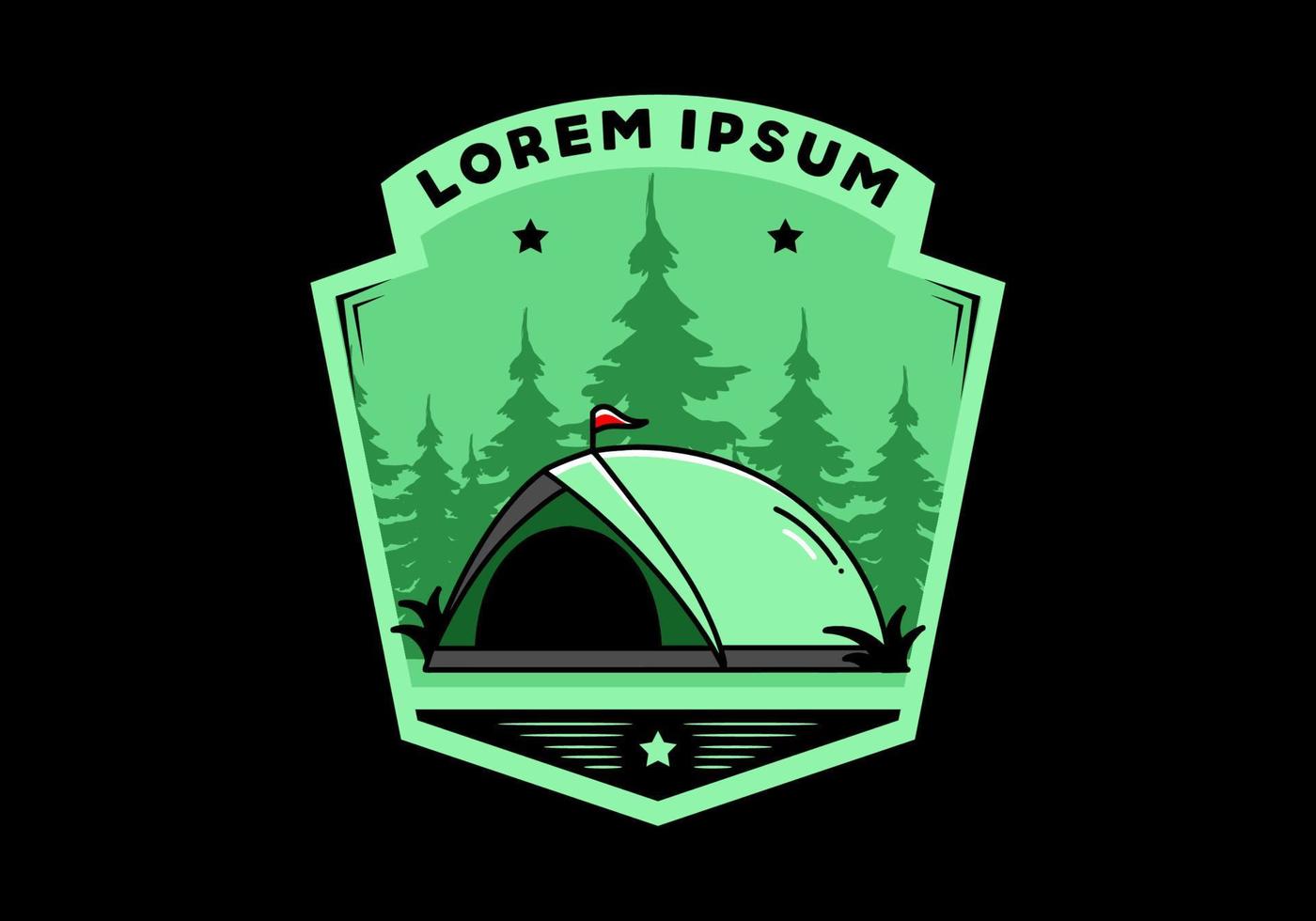Dome tent camping illustration badge design vector
