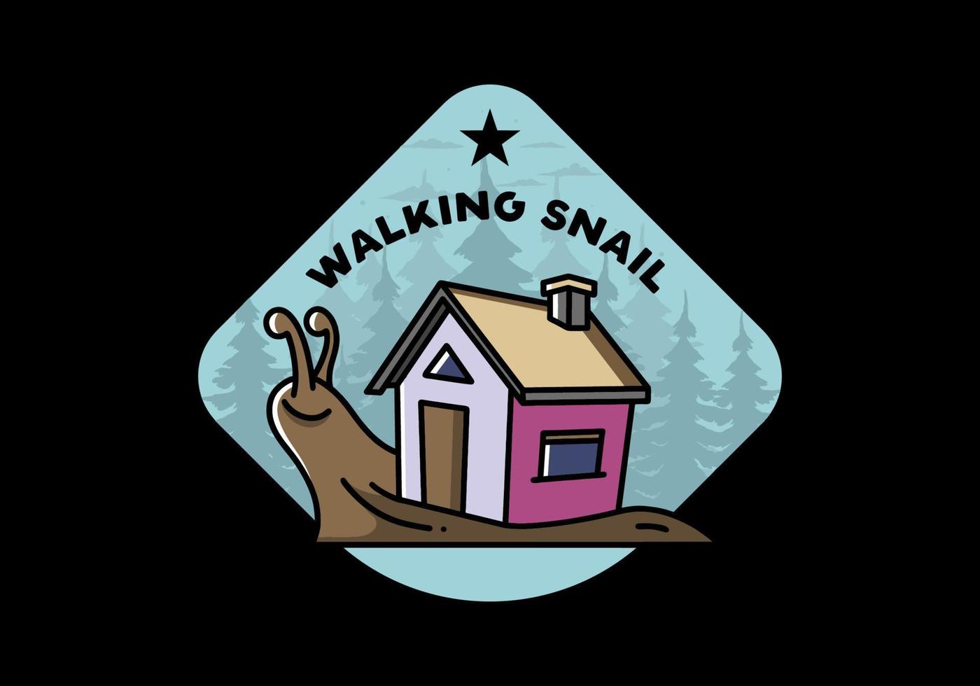 Walking snail and house illustration design vector