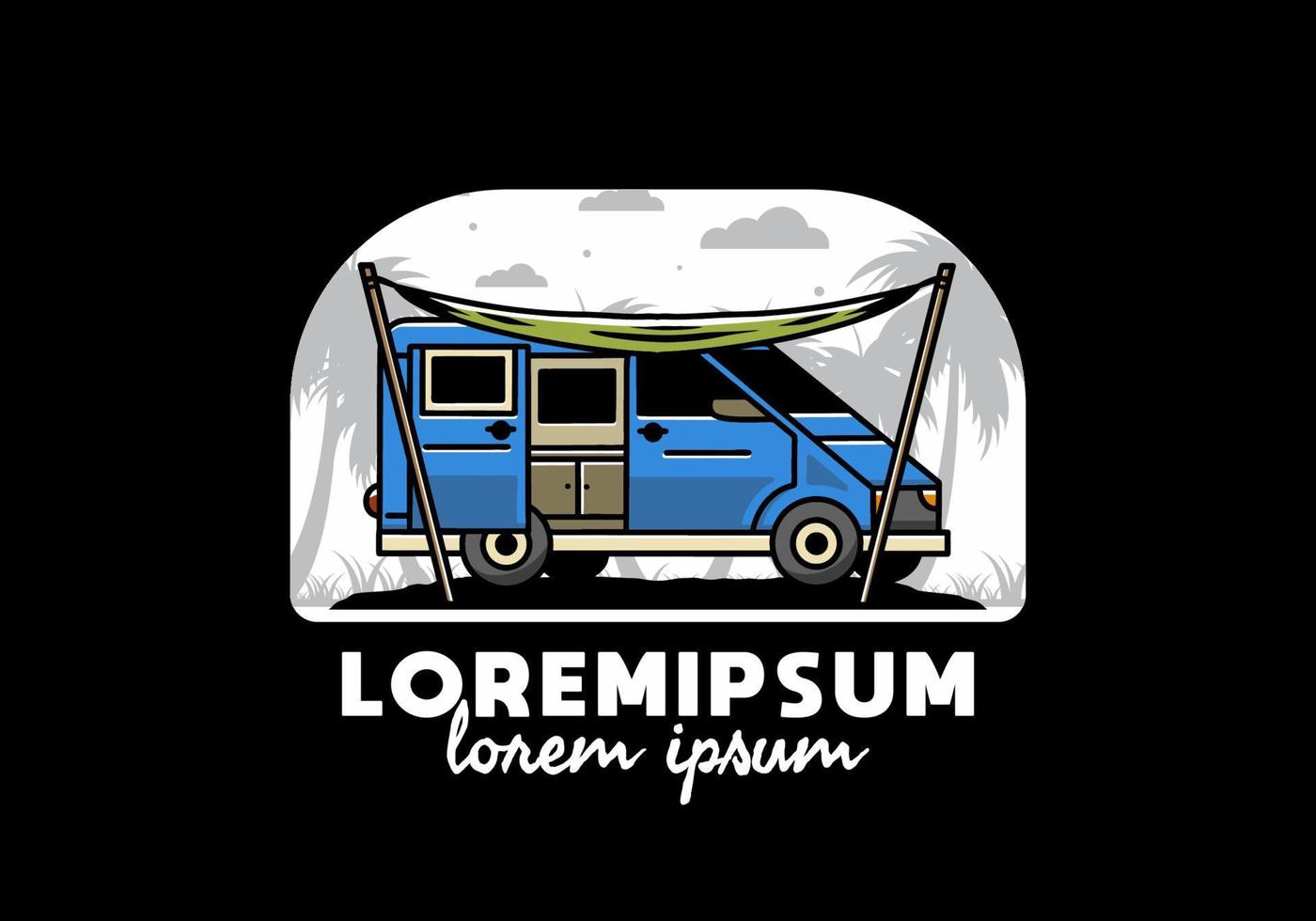 Van camper and flysheet illustration design vector