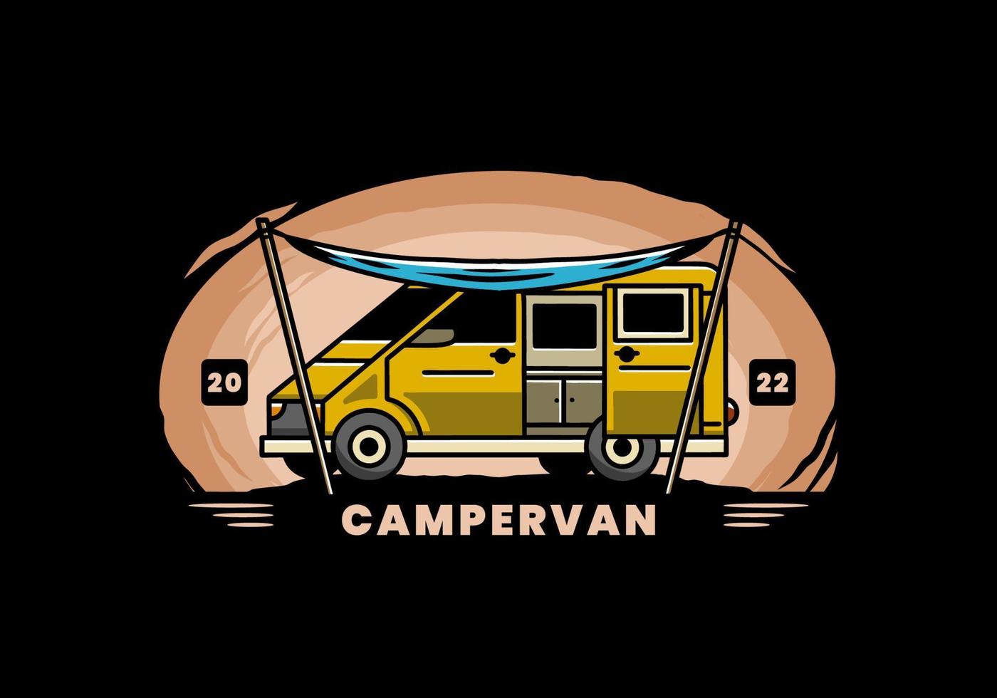 Van camper and flysheet illustration design vector