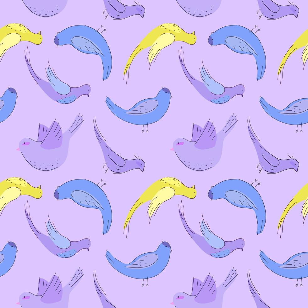 seamless pattern with birds in the doodle style vector