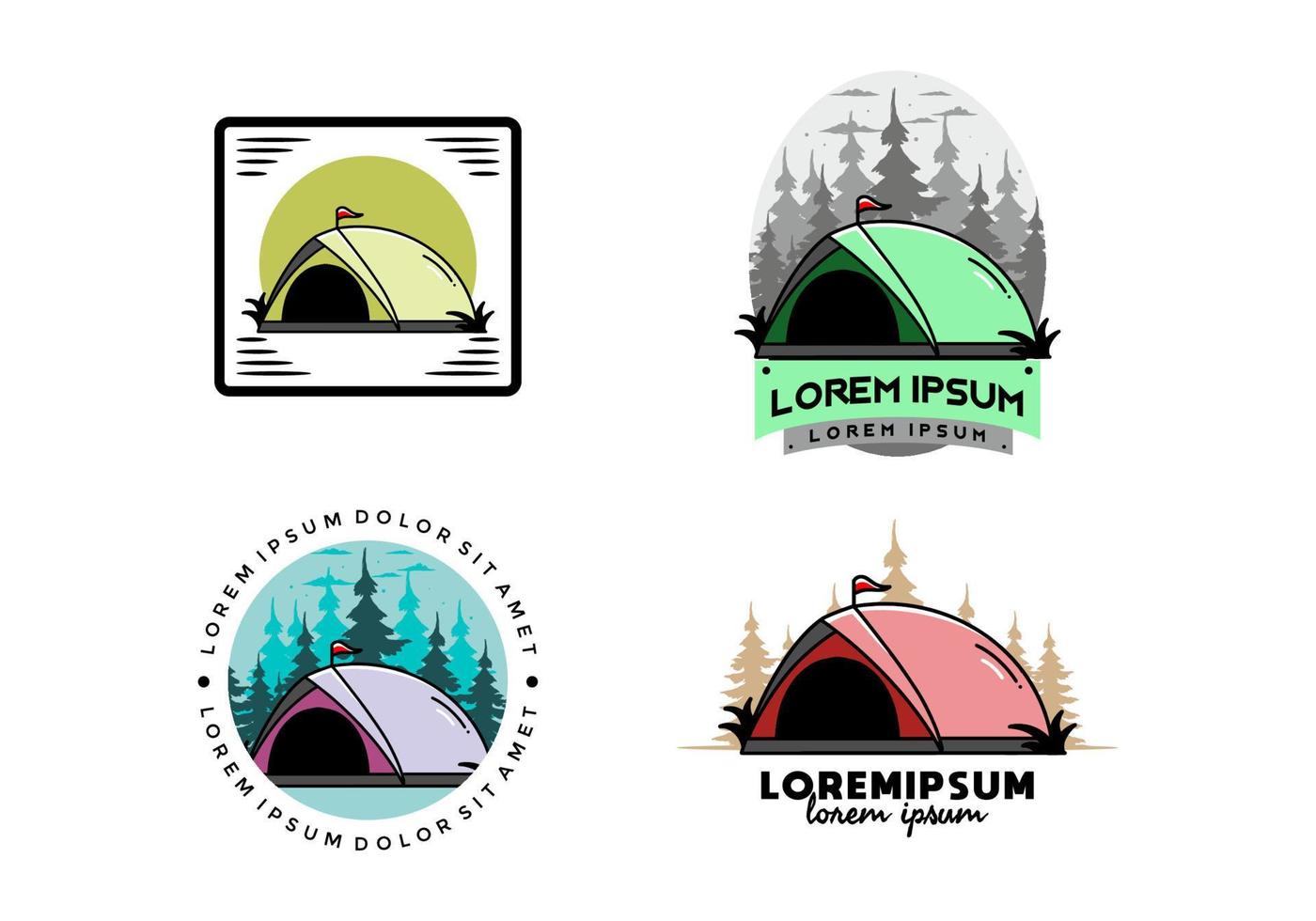 Dome tent camping illustration badge design vector