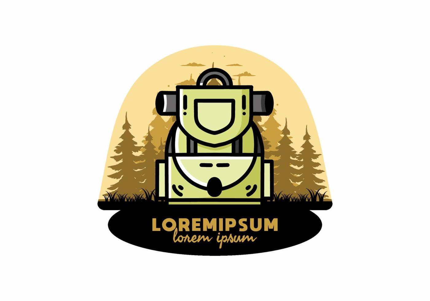 Simple camping bag illustration design vector