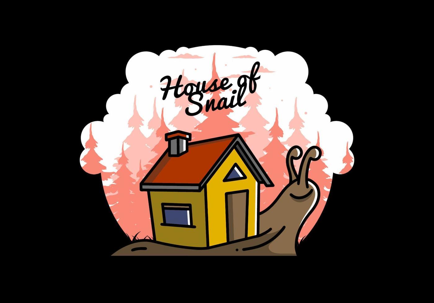 Walking snail and house illustration design vector