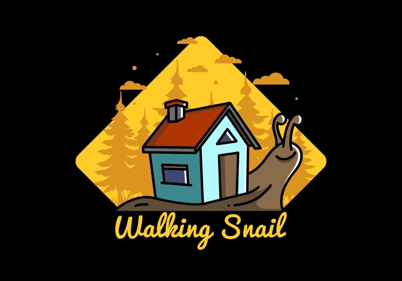 Walking snail and house illustration design vector
