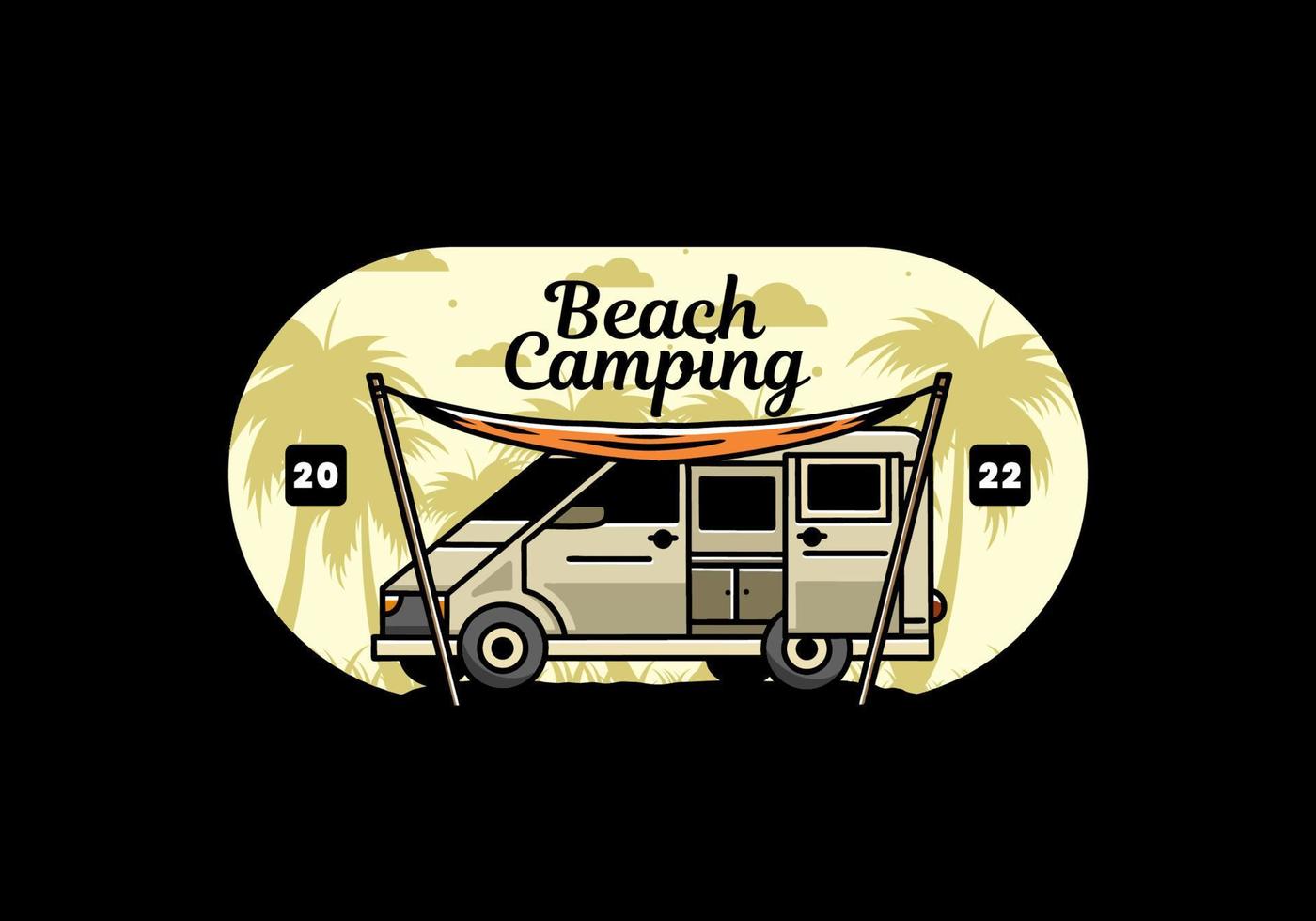 Van camper and flysheet illustration design vector