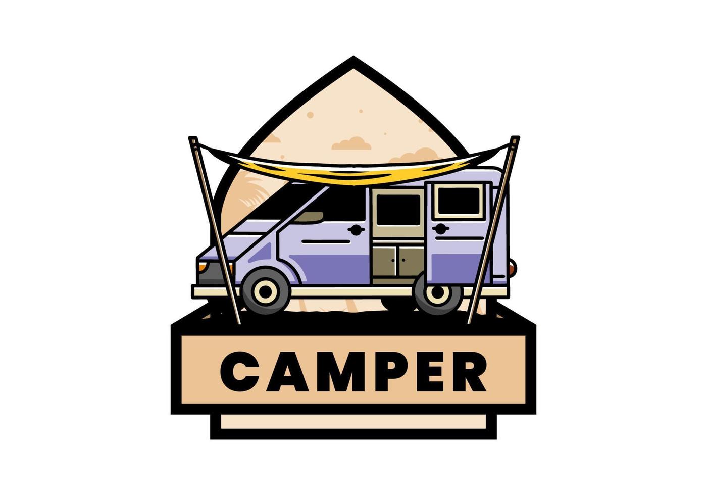 Van camper and flysheet illustration design vector