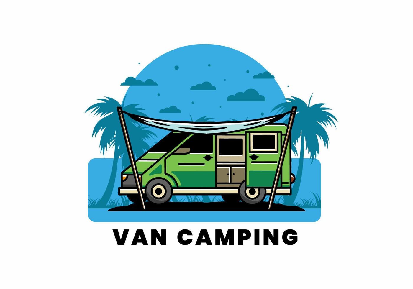 Van camper and flysheet illustration design vector