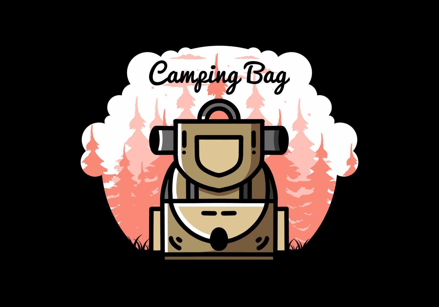 Simple camping bag illustration design vector