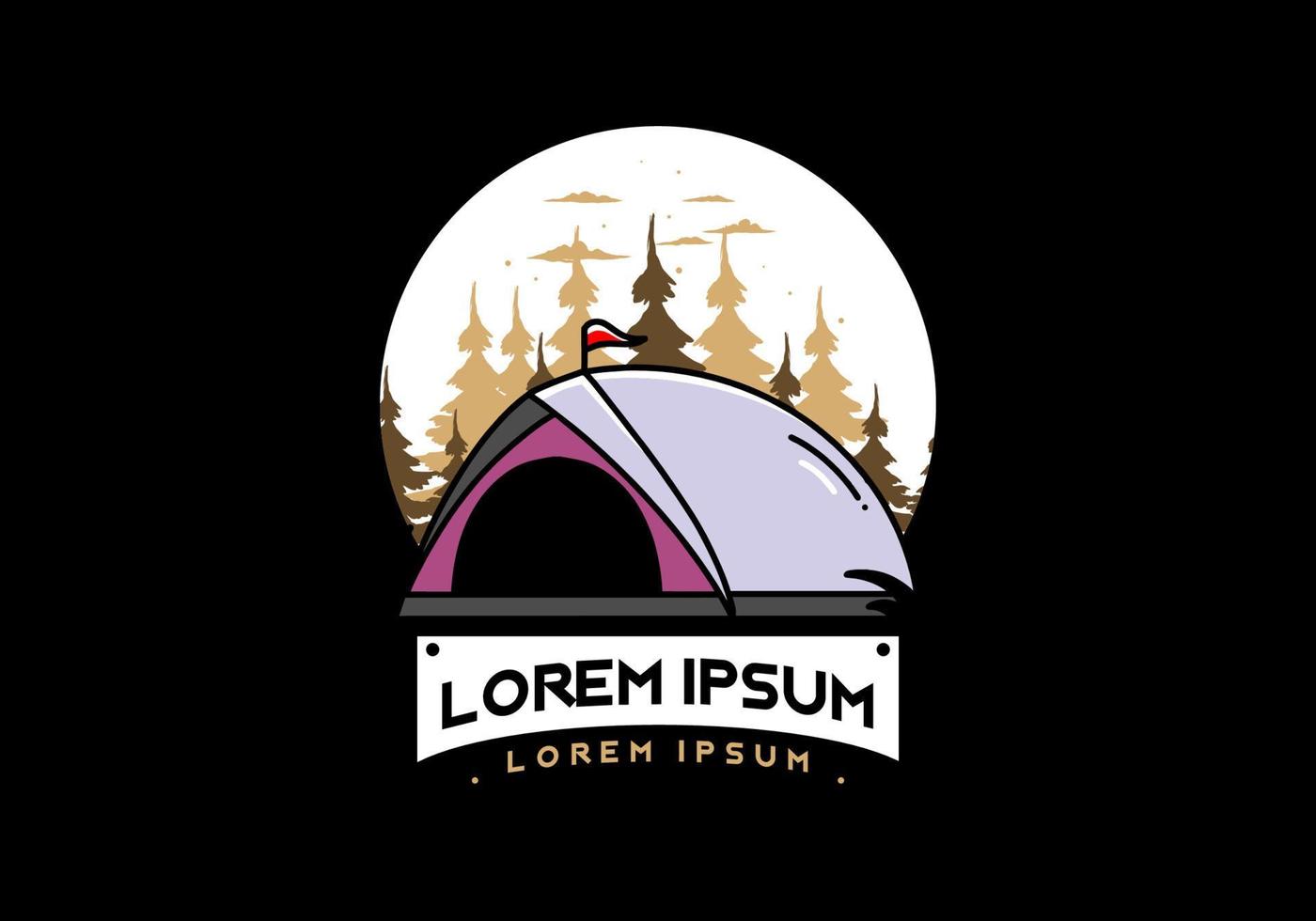 Dome tent camping illustration badge design vector