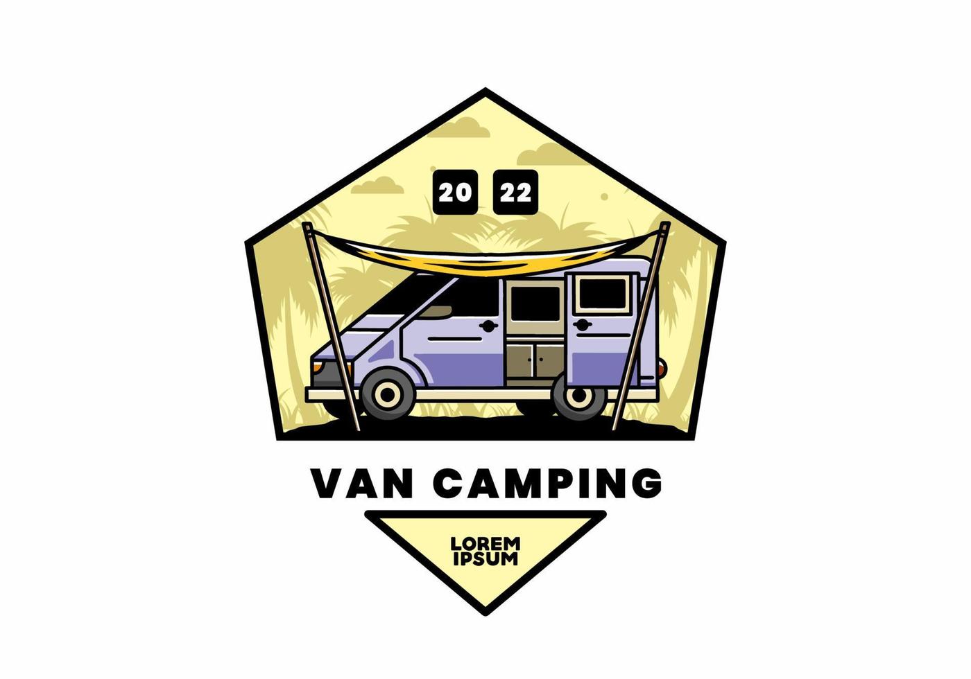 Van camper and flysheet illustration design vector