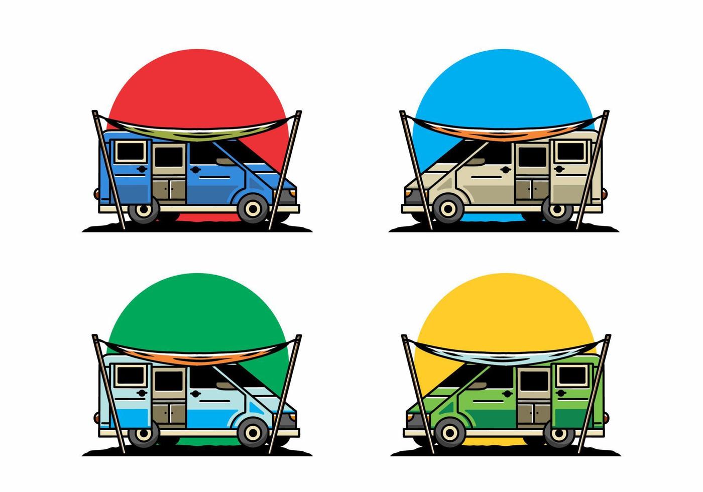 Van camper and flysheet illustration design vector