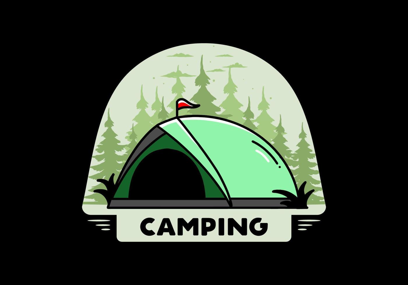 cúpula carpa camping ilustración insignia diseño vector