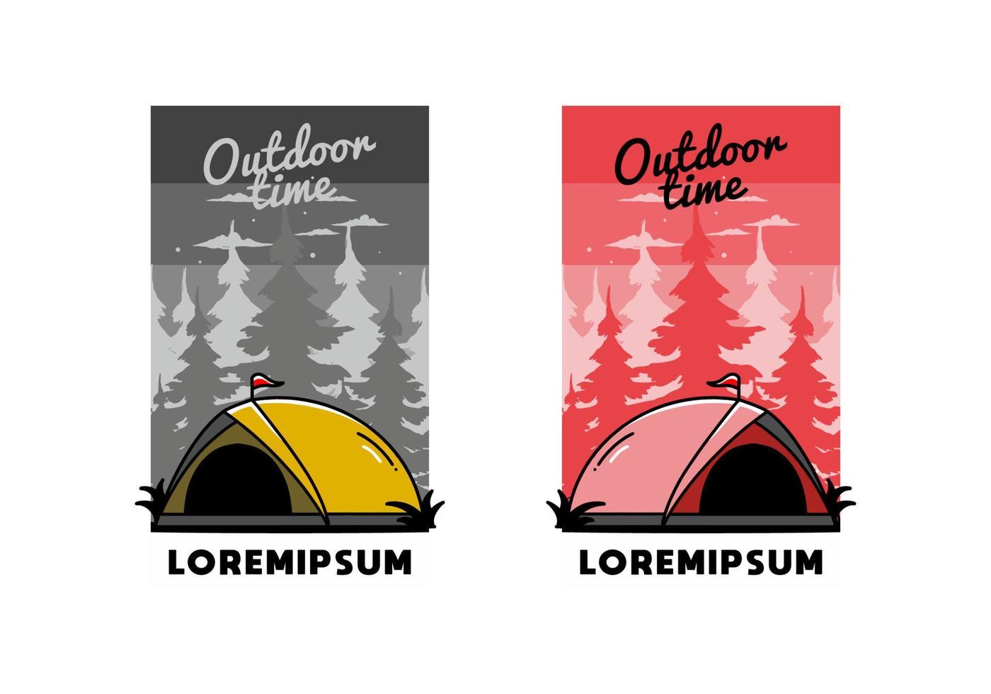 Dome tent camping illustration badge design vector