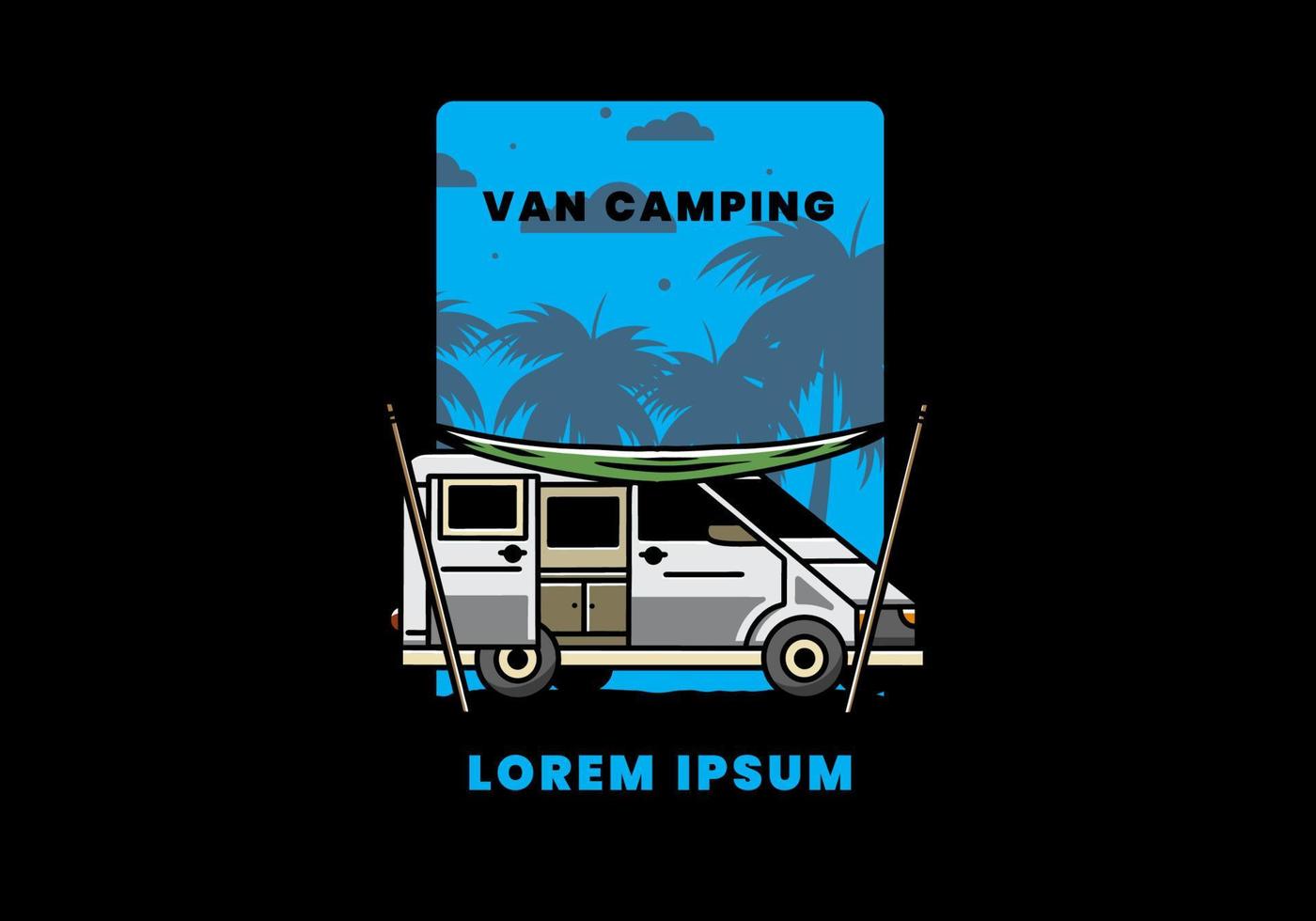 Van camper and flysheet illustration design vector