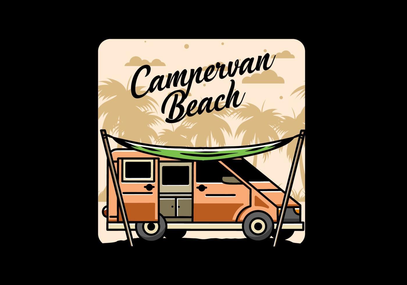Van camper and flysheet illustration design vector