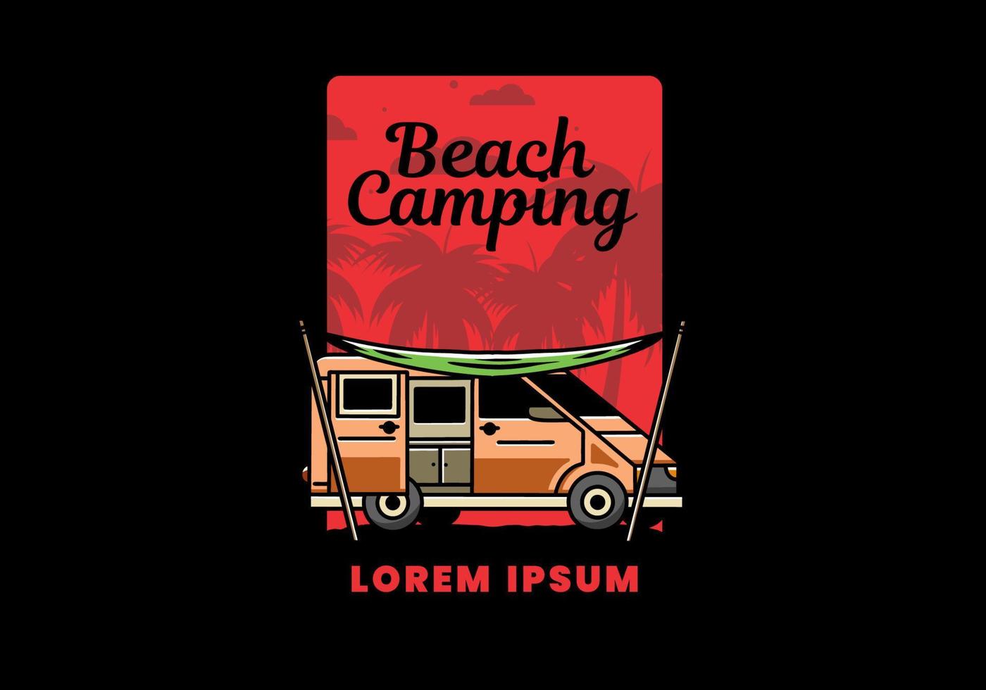 Van camper and flysheet illustration design vector